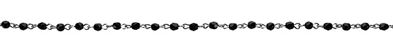 Czech Fire Polished Jet Faceted Oval Silver (plated) Bead Chain