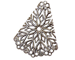 Stampt Antique Pewter (plated) Floral Fan Filigree 28x36mm