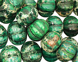 Dark Emerald Impression Jasper Pumpkin Graduated 9-20x13-24mm