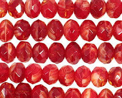 Czech Glass Pomegranate Seed Fire Polished Rondelle 6x9mm