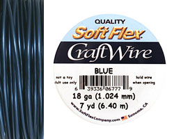 Soft Flex Blue Craft Wire 18 gauge, 7 yards