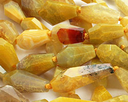 Yellow Agate Faceted Nugget 24-34x13-18mm