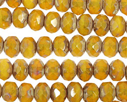 Czech Glass Artichoke Fire Polished Rondelle 6x9mm