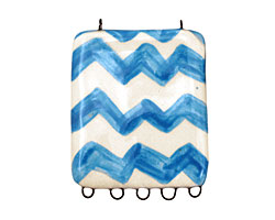 Jangles Ceramic Blue Chevron Pendant 2-5 Link 56x43mm
