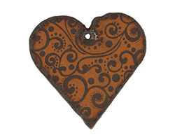 The Lipstick Ranch Etched Rusted Iron Heart Pendant 42mm