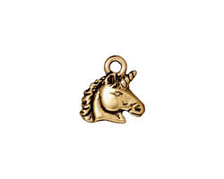 TierraCast Antique Gold (plated) Unicorn Charm 14mm