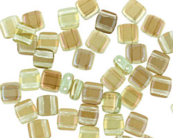 Czech Glass Twilight Peridot 2-Hole Tile 6mm