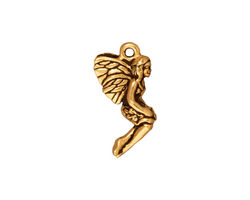 TierraCast Antique Gold (plated) Leaf Fairy Charm 10x21mm