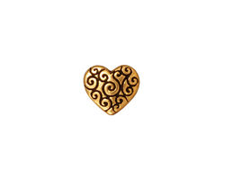 TierraCast Antique Gold (plated) Heart Scroll Bead 10x11mm