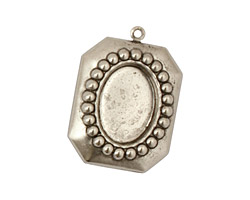 Stampt Antique Pewter (plated) Nouveau Beaded Frame Oval Setting 10x14mm