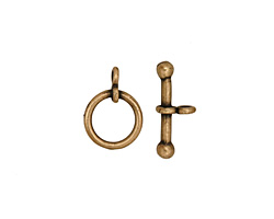 Antique Brass (plated) Simple Toggle Clasp 14x10mm, 17mm bar