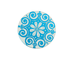 Lillypilly Turquoise Scrolling Daisy Anodized Aluminum Disc 25mm, 24 gauge