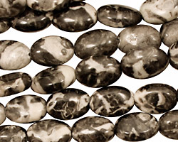Black Tree Agate Flat Oval 12x8mm