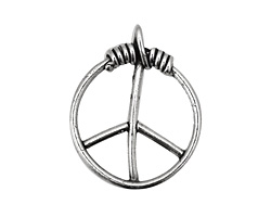 Rustic Charms Sterling Silver Large Peace Pendant 22x27mm