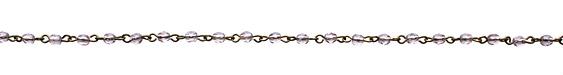Czech Fire Polished Light Amethyst Faceted Oval Antique Brass (plated) Bead Chain