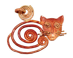 Patricia Healey Spiral Cat Pendant 55x47mm