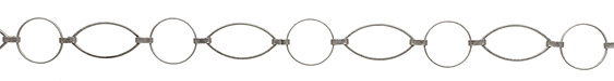 Antique Silver (plated) Linked Ring & Horse Eye Chain