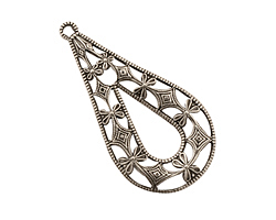Stampt Antique Pewter (plated) Dragonflies & Diamonds Filigree Drop 18x35mm