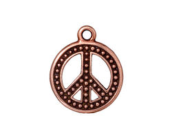 TierraCast Antique Copper (plated) Beaded Peace Pendant 19x23mm