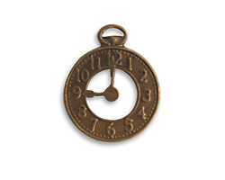 Vintaj Natural Brass Clock 20x25mm