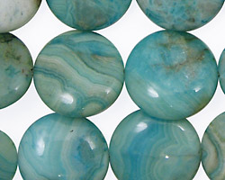 Larimar Blue Crazy Lace Puff Coin 18mm