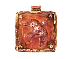 Patricia Healey Copper Bird Frame Pendant 32x27mm