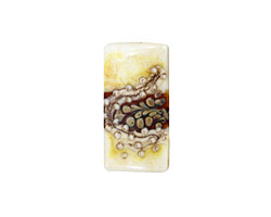 Grace Lampwork Ivory & Brown Kalera 26-27x38-39mm