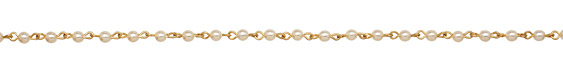 Czech Glass White Pearl on Gold (plated) Bead Chain