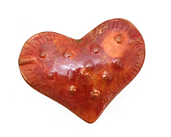 Patricia Healey Copper Double Sided Large Heart w/ Dots Bead 32x25mm