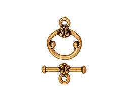 TierraCast Antique Gold (plated) Classic Toggle Clasp 15x12mm, 16mm Bar