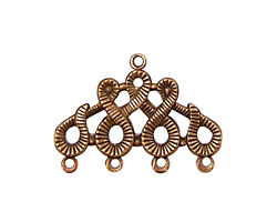 Stampt Antique Copper (plated) Scrolling 4 Ring Connector 28x20mm