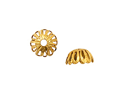 Stampt Antique Gold (plated) Six Cutout Hearts Bead Cap 11x6mm