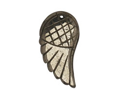 Golden Pyrite (silver tone) Carved Wing 15x30mm