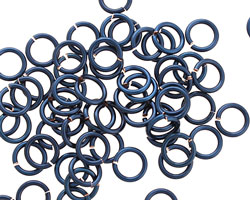 Blue Enameled Copper Round Jump Ring 6.5mm, 18 gauge