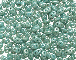 Opaque Aquamarine Twilight SuperDuo 2x5mm Seed Bead