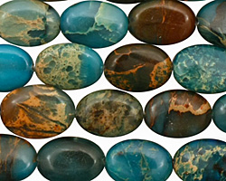 Turquoise Impression Jasper Flat Oval 14x10mm