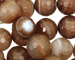 Amber Line Agate Faceted Round 14mm