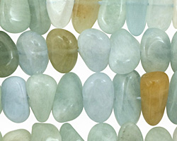 Aquamarine (multi) Flat Polished Pebble 6-8x11-13mm