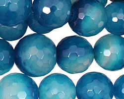 Sky Blue Line Agate Faceted Round Graduated 6-15mm