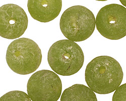 African Recycled Glass (olive) Irregular Round 13-14mm