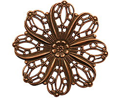 Stampt Antique Copper (plated) Crocus Filigree 36mm