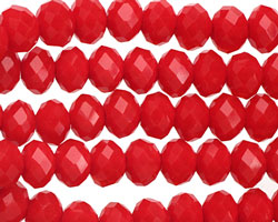 Coral Red Crystal Faceted Rondelle 8mm