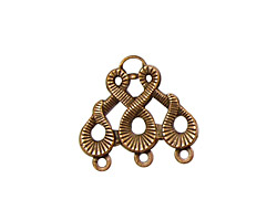 Stampt Antique Copper (plated) Scrolling 3 Ring Connector 20x19mm