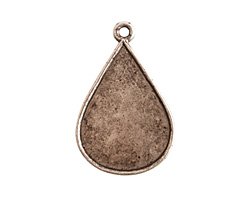 Nunn Design Antique Silver (plated) Ornate Flat Drop Tag 18x28mm