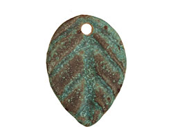 Kylie Parry Ceramic Copper Patina Autumn Leaf Pendant 21x30mm
