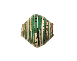 African Paper (green, white, w/black) Bicone 20x21-22mm