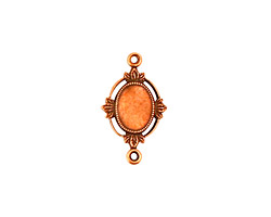 Stampt Antique Copper (plated) Floral Sprig Connector Oval Setting 6x8mm