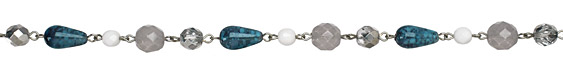 Czech Glass Snowy Night Silver (plated) Bead Chain