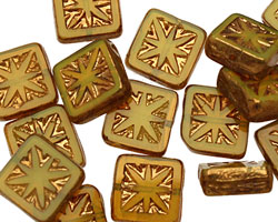 Czech Glass Luster Verde Flower Window Square 10mm