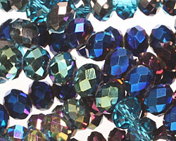 Peacock Metallics Crystal Mix Faceted Rondelle 6mm